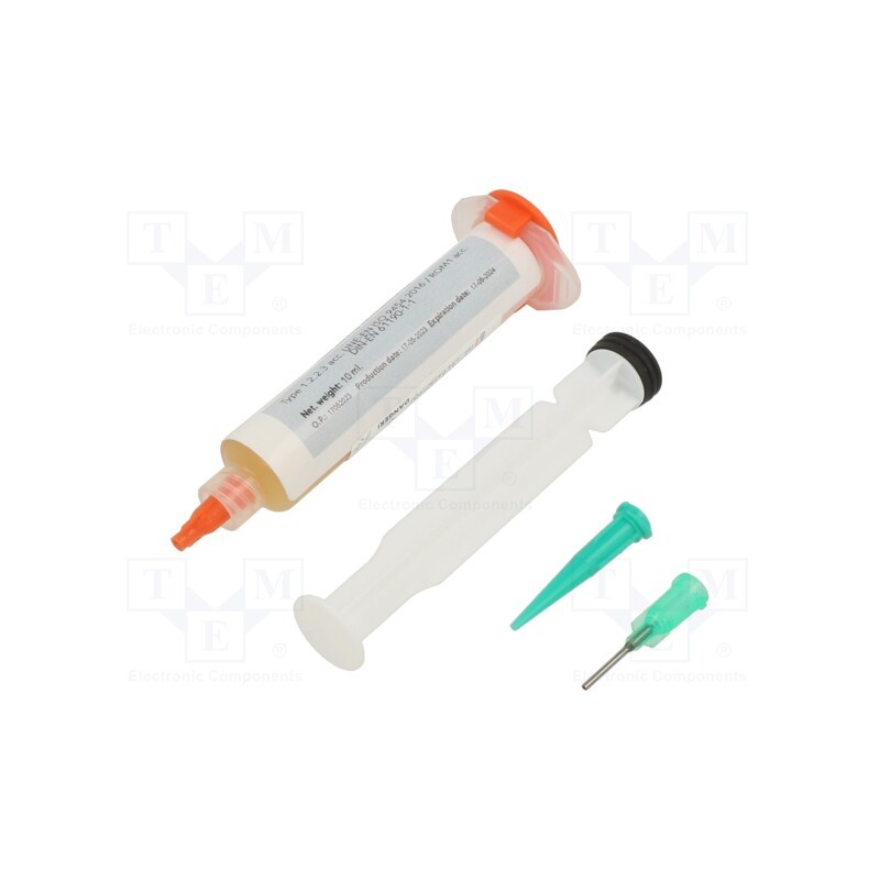 1 pcs x BROQUETAS - BTFO-81-2H - Flux: rosin based, halide,ROM1, gel, syringe, 10ml, yellow