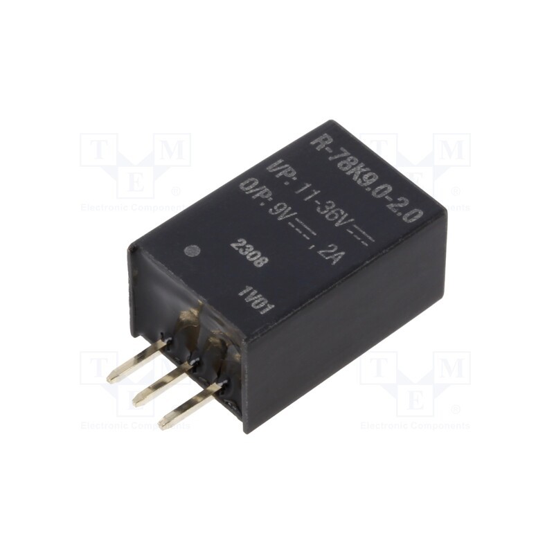 1 pcs x RECOM - R-78K9.0-2.0 - Converter: DC/DC, Uin: 11÷36V, Uout: 9VDC, Iout: 2A, SIP3, THT