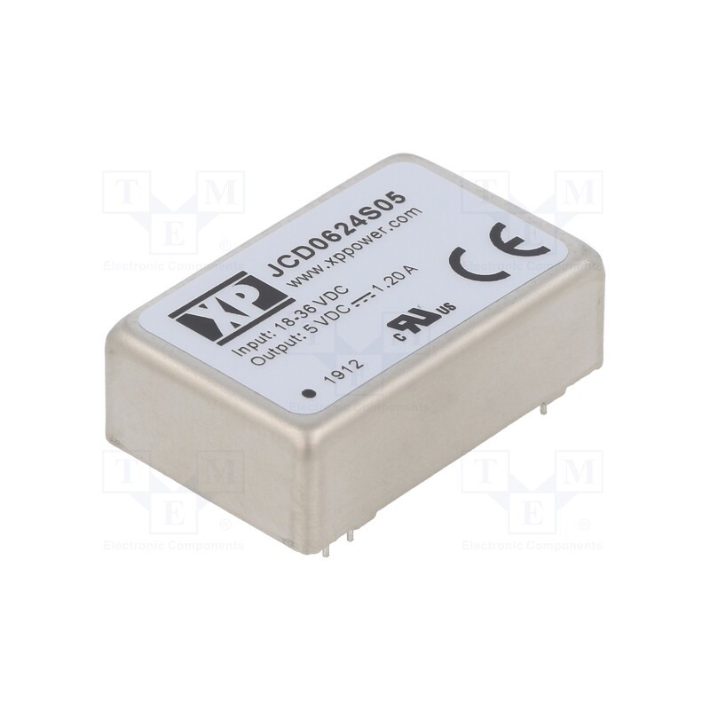 1 pcs x XP POWER - JCD0624S05 - Converter: DC/DC, 6W, Uin: 18÷36V, Uout: 5VDC, Iout: 1200mA, 266kHz