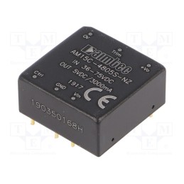 1 pcs x AIMTEC - AM15C-4805S-NZ - Converter: DC/DC, 15W, Uin: 36÷75V, Uout: 5VDC, Iout: 3A, 1'x1', OUT: 1