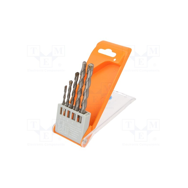 1 set x PG PROFESSIONAL - 15.608 - Drill set, for concrete, box, 4mm,5mm,6mm,8mm,10mm, 5pcs.