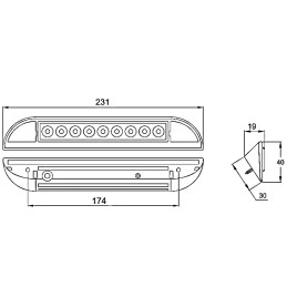LED outdoor lamp angled 45 degrees 12v 24v wall lamp camper awning