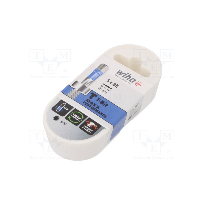 1 set x WIHA - 41616 - Screwdriver bit, hex key, HEX 9/64', Overall len: 25mm, 5pcs, T