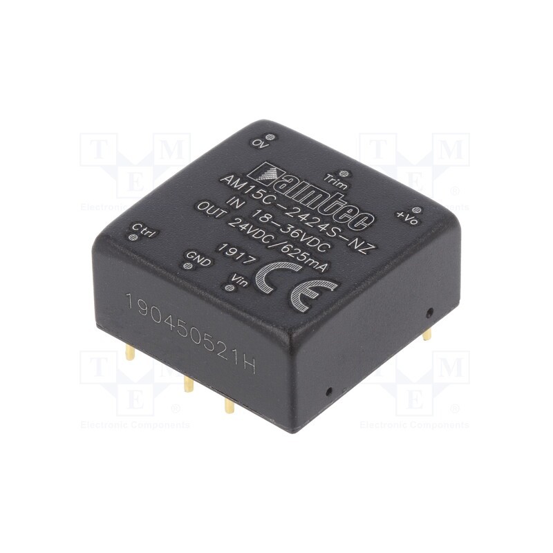 1 pcs x AIMTEC - AM15C-2424S-NZ - Converter: DC/DC, 15W, Uin: 18÷36V, Uout: 24VDC, Iout: 0.625A, 1'x1'