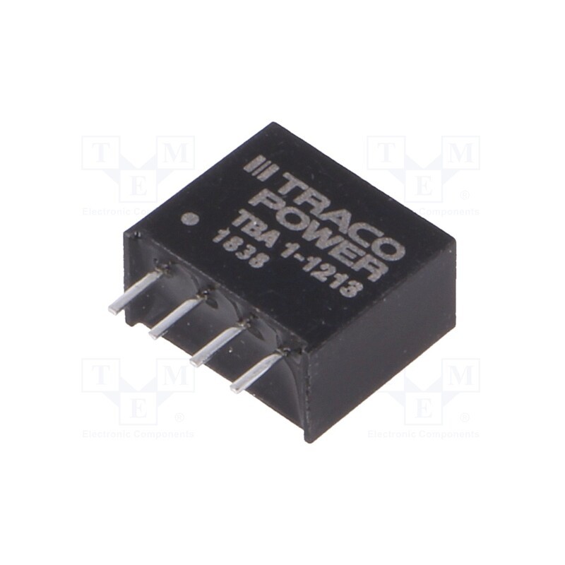 1 pcs x TRACO POWER - TBA 1-1213 - Converter: DC/DC, 1W, Uin: 10.8÷13.2V, Uout: 15VDC, Iout: 65mA, SIP4