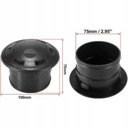 Ventilation deflector 75 mm black automotive warm air outlet