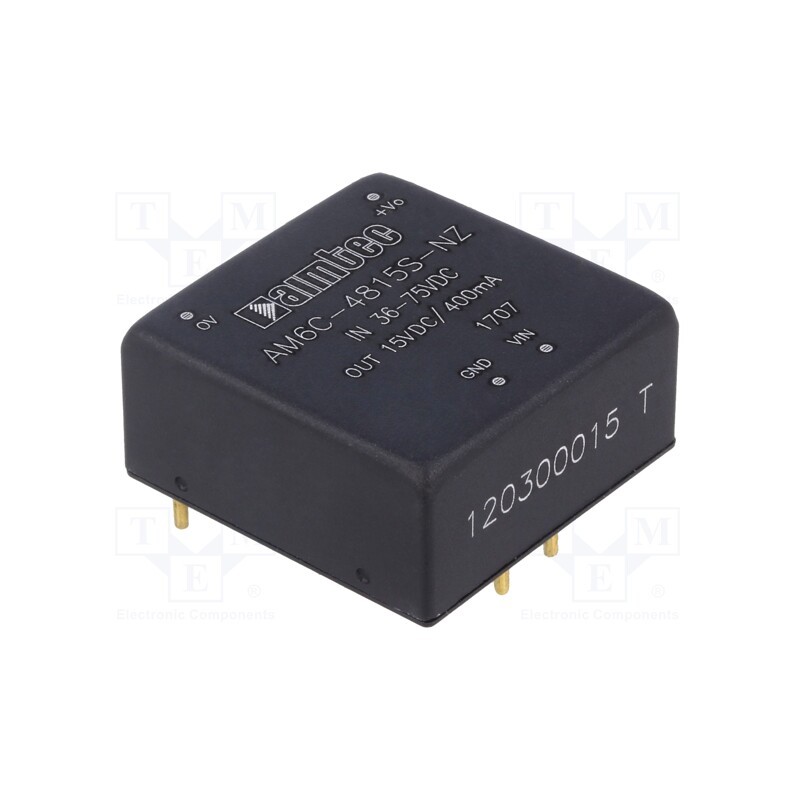1 pcs x AIMTEC - AM6C-4815S-NZ - Converter: DC/DC, 6W, Uin: 36÷75V, Uout: 15VDC, Iout: 400mA, 1'x1'