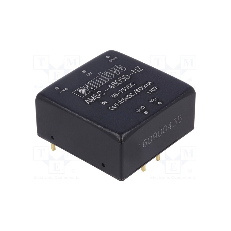 1 pcs x AIMTEC - AM6C-4805D-NZ - Converter: DC/DC, 6W, Uin: 36÷75V, Uout: 5VDC, Uout2: -5VDC, 1'x1'