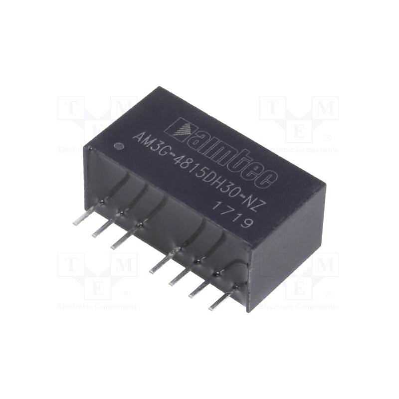 1 pcs x AIMTEC - AM3G-4815DH30-NZ - Converter: DC/DC, 3W, Uin: 36÷75V, Uout: 15VDC, Uout2: -15VDC, SIP8