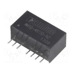 1 pcs x AIMTEC - AM1G-4815D-NZ - Converter: DC/DC, 1W, Uin: 36÷75V, Uout: 15VDC, Uout2: -15VDC, SIP8