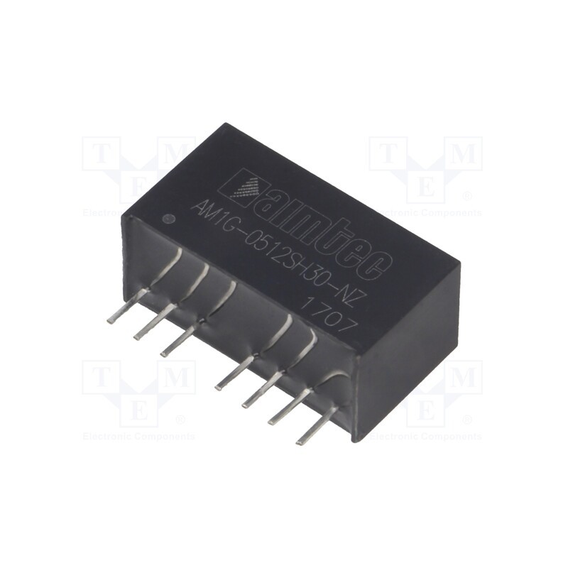 1 pcs x AIMTEC - AM1G-0512SH30-NZ - Converter: DC/DC, 1W, Uin: 4.5÷9V, Uout: 12VDC, Iout: 83mA, SIP8, THT