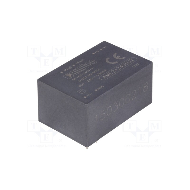 1 pcs x AIMTEC - AME2-24SNJZ - Converter: AC/DC, 2W, 165÷264VAC, Usup: 233÷370VDC, Uout: 24VDC