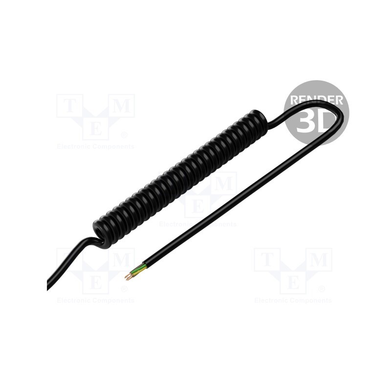 1 pcs x SIMECH - SPT00115C - Wire: coiled, 6x0.22mm2, unshielded, PUR, black, 300V, 0.3m, 1.2m