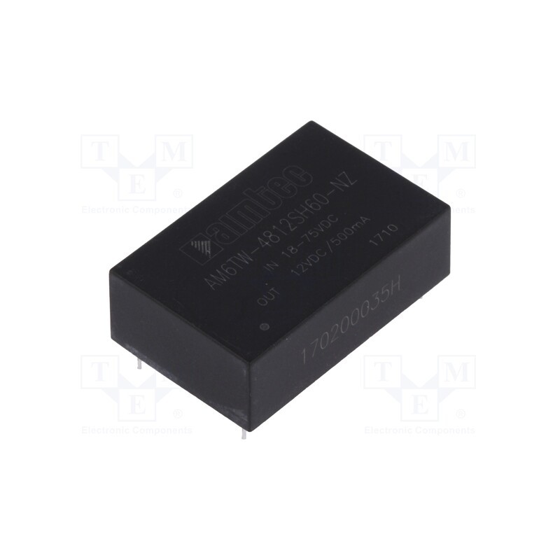 1 pcs x AIMTEC - AM6TW-4812SH60-NZ - Converter: DC/DC, 6W, Uin: 18÷75V, Uout: 12VDC, Iout: 500mA, DIP24