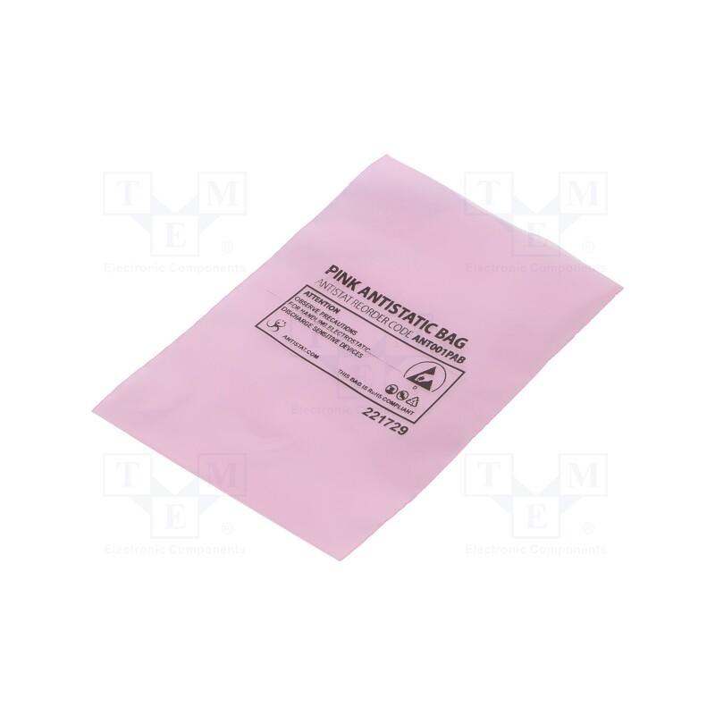1 set x ANTISTAT - 001-0003 - Protection bag, ESD, L: 152mm, W: 102mm, Thk: 75um, 100pcs, pink