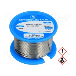 1 pcs x BROQUETAS - BROFIL 63 B2.1 1.0MM 100G - Soldering wire, Sn63Pb37, 1mm, 100g, lead-based, reel, 183°C