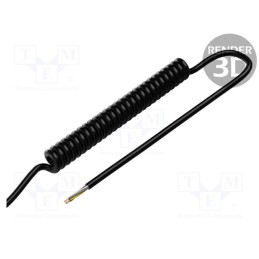 1 pcs x SIMECH - SPT00190C - Wire: coiled, 5x0.5mm2, unshielded, PUR, black, 300V, 0.1m, 0.4m