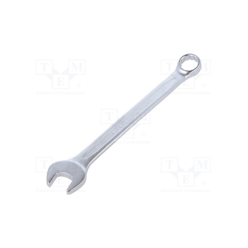 1 pcs x KING TONY - 1060-15 - Wrench, combination spanner, 15mm, Chrom-vanadium steel, L: 195mm