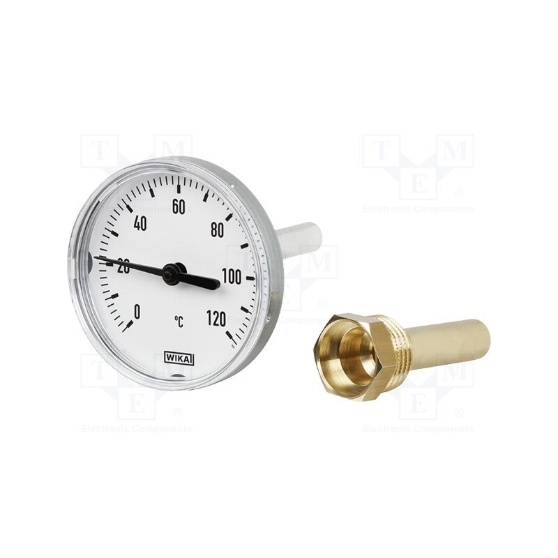 1 pcs x WIKA - 14138818 - Meter: temperature, analogue,bimetal, 0÷120°C, Probe l: 60mm, A43