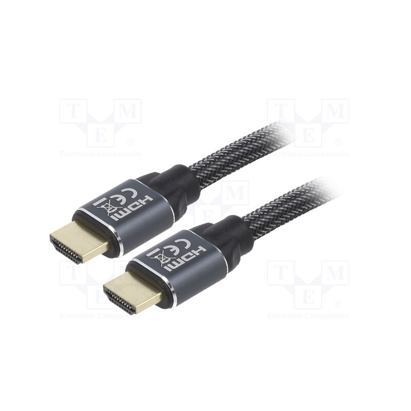 1 pcs x GEMBIRD - CCBP-HDMI-2M - Cable, HDMI 2.0, HDMI plug,both sides, textile, 2m, black, 28AWG