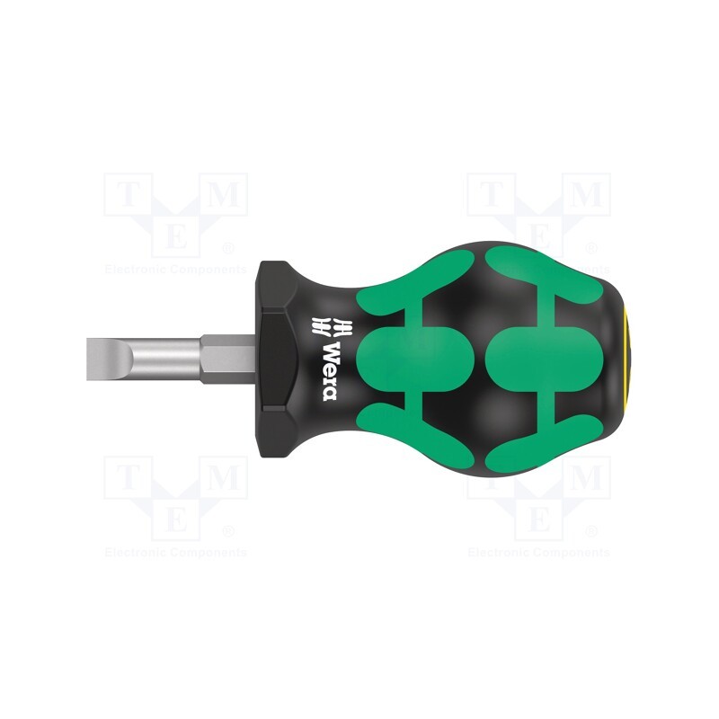 1 pcs x WERA - 5008843001 - Screwdriver, slot, 6,5x1,2mm, STUBBY, Blade length: 24.5mm
