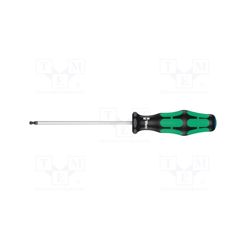 1 pcs x WERA - 5022805001 - Screwdriver, hex key,spherical, HEX 3mm, Blade length: 100mm