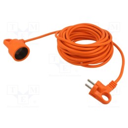 1 pcs x ACAR - M01905 - Extension lead, 2x1.5mm2, Sockets: 1, PVC, orange, 10m, 16A