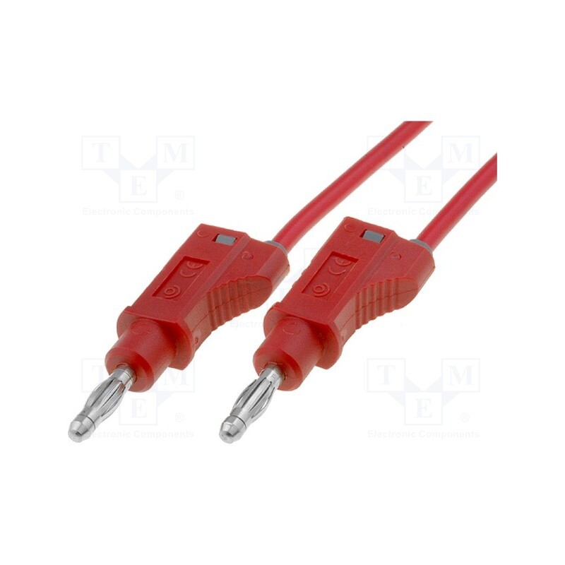 1 pcs x ELECTRO-PJP - 2112-100-RT - Test lead, 20A, banana plug 4mm,both sides, Len: 1m, red