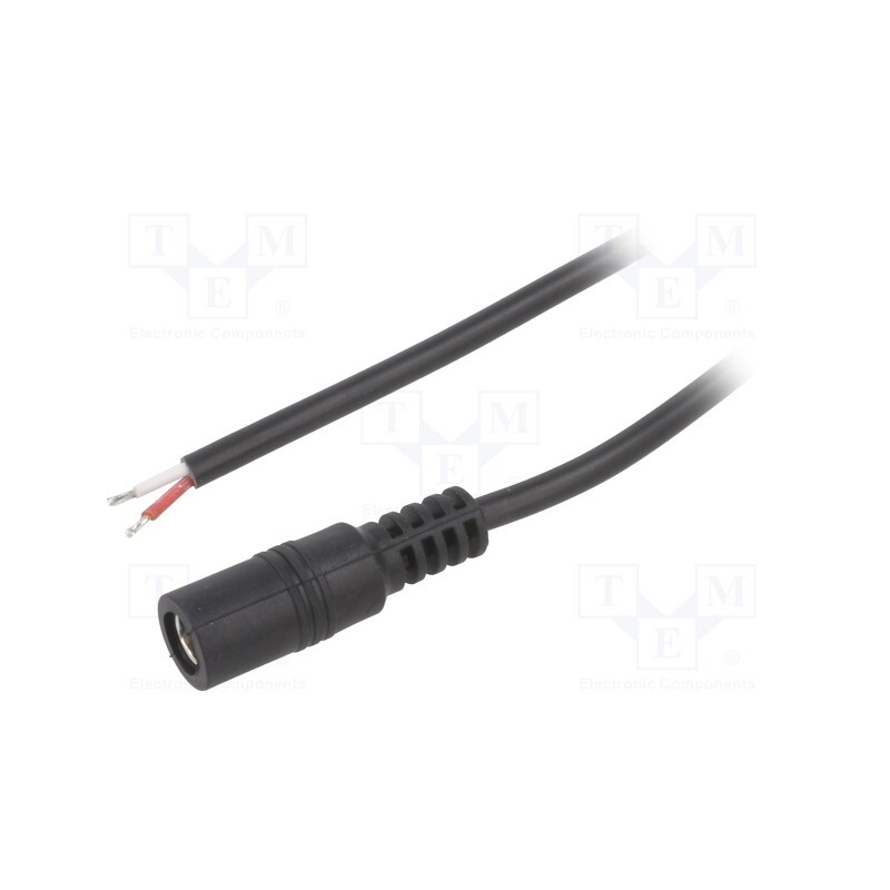1 pcs x BQ CABLE - DC.CAB.4000.0200 - Cable, 2x0.5mm2, wires,DC 5,5/2,1 socket, straight, black, 2m