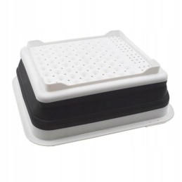 Foldable silicone dish dryer with drainer for plates, glasses and cutlery
