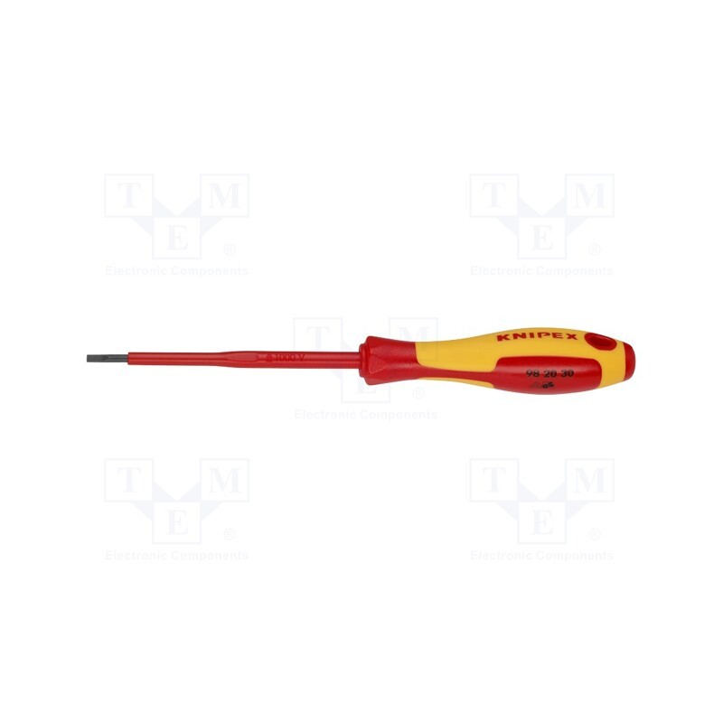 1 pcs x KNIPEX - 98 20 30 - Screwdriver, insulated, slot, 3,0x0,5mm, Blade length: 75mm, 1kVAC