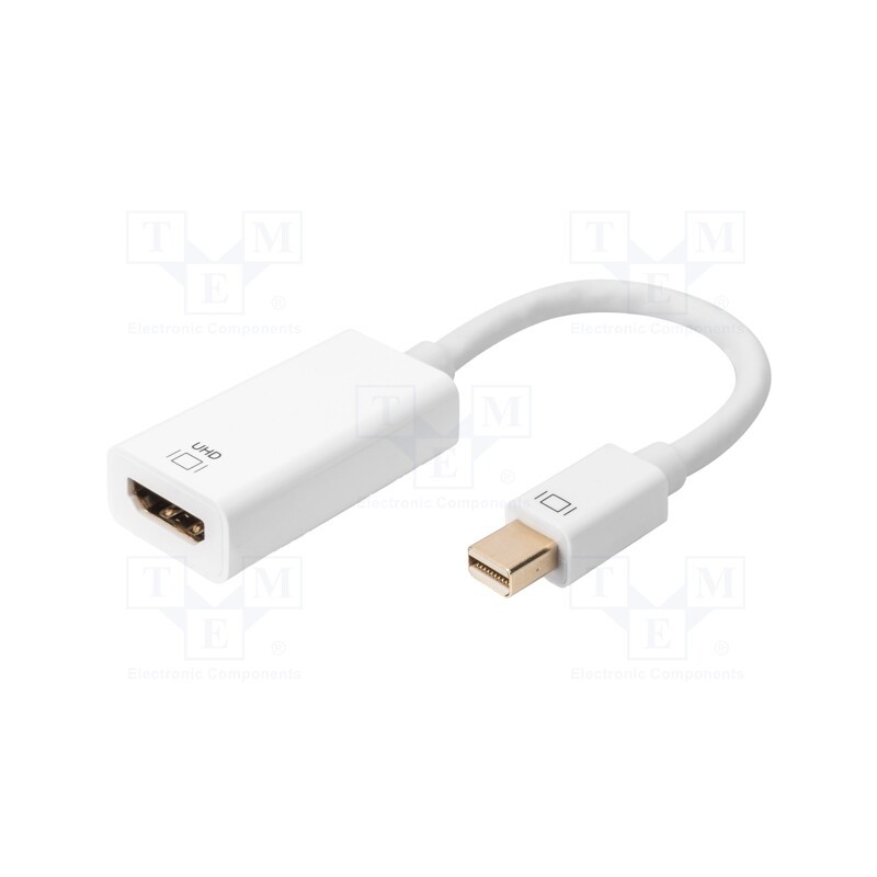 1 pcs x DIGITUS - AK-340416-002-W - Adapter, DisplayPort 1.2,HDCP 2.2,HDMI 2.0, 0.2m, white