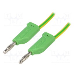 1 pcs x SCHu00dcTZINGER - MFK 15 / 1 / 200 / GNGE - Test lead, 70VDC, 33VAC, 16A, banana plug 4mm,both sides, Len: 2m