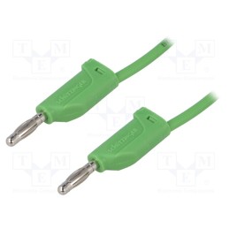 1 pcs x SCHu00dcTZINGER - MFK 15 / 1 / 200 / GN - Test lead, 70VDC, 33VAC, 16A, banana plug 4mm,both sides, Len: 2m