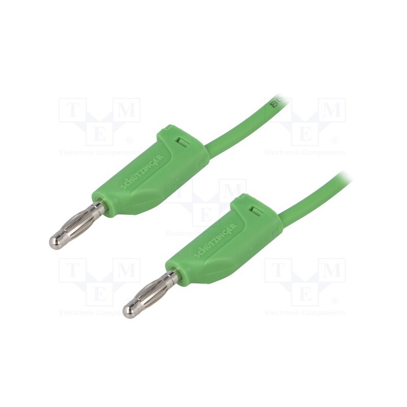 1 pcs x SCHu00dcTZINGER - MFK 15 / 1 / 200 / GN - Test lead, 70VDC, 33VAC, 16A, banana plug 4mm,both sides, Len: 2m