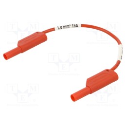 1 pcs x SCHu00dcTZINGER - VSFK 8500 / SIL1 / 25 / RT - Test lead, 16A, banana plug 4mm,both sides, Urated: 1kV, red