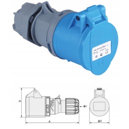 Adapter, CEE plug, 230v socket, IP adapter