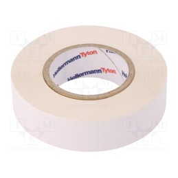 1 rol x HELLERMANNTYTON - 712-00205 HELATAPE TEX - Tape: textile, W: 19mm, L: 10m, Thk: 0.31mm, white, 64N/cm, 10%, rubber
