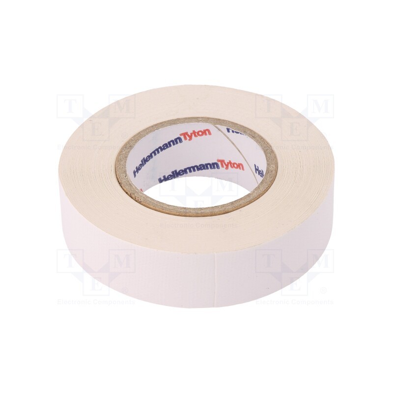 1 rol x HELLERMANNTYTON - 712-00205 HELATAPE TEX - Tape: textile, W: 19mm, L: 10m, Thk: 0.31mm, white, 64N/cm, 10%, rubber
