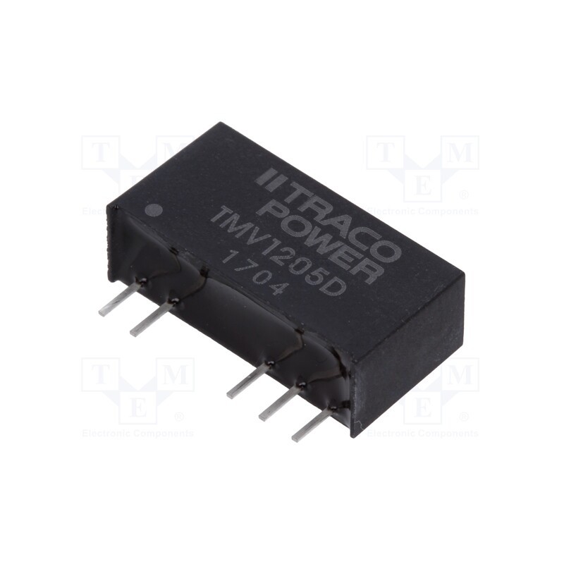 1 pcs x TRACO POWER - TMV 1205D - Converter: DC/DC, 1W, Uin: 10.8÷13.2V, Uout: 5VDC, Uout2: -5VDC, SIP7