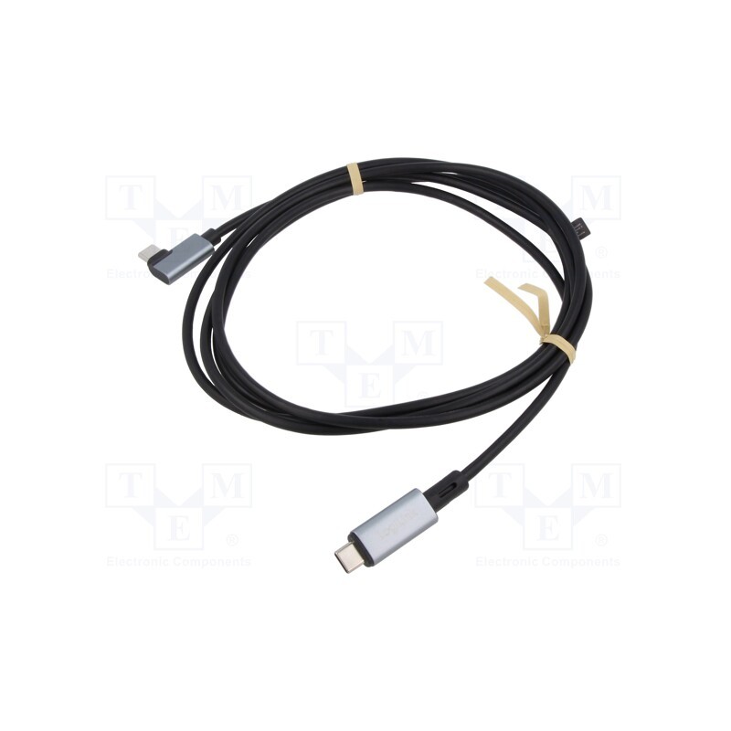 1 pcs x LOGILINK - CU0183 - Cable, USB 2.0, USB C plug,USB C angled plug, 2m, black, 480Mbps
