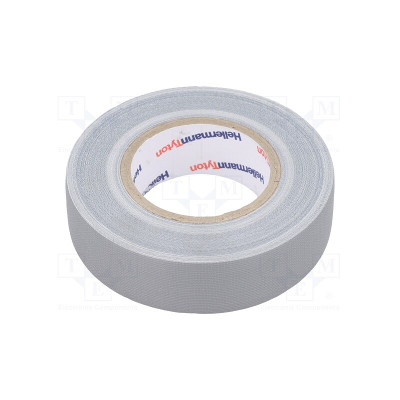 1 rol x HELLERMANNTYTON - 712-00206 HELATAPE TEX - Tape: textile, W: 19mm, L: 10m, Thk: 0.31mm, grey, 64N/cm, 10%, rubber
