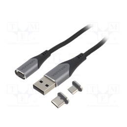 1 pcs x VENTION - CQMHD - Cable, magnetic,USB 2.0, 0.5m, black, Core: Cu,tinned, 480Mbps