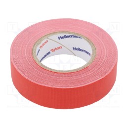 1 rol x HELLERMANNTYTON - 712-00201 HELATAPE TEX - Tape: textile, W: 19mm, L: 10m, Thk: 0.31mm, red, 64N/cm, 10%, rubber