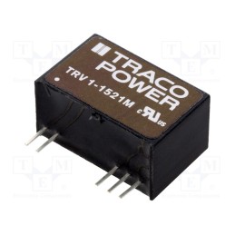 1 pcs x TRACO POWER - TRV 1-1521M - Converter: DC/DC, 1W, Uin: 12÷18V, Uout: 5VDC, Uout2: -5VDC, SIP9