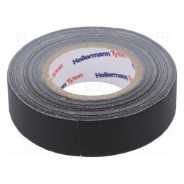 1 rol x HELLERMANNTYTON - 712-00204 HELATAPE TEX - Tape: textile, W: 19mm, L: 10m, Thk: 0.31mm, black, 64N/cm, 10%, rubber