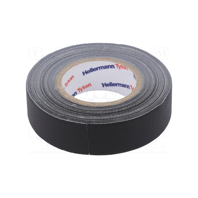 1 rol x HELLERMANNTYTON - 712-00204 HELATAPE TEX - Tape: textile, W: 19mm, L: 10m, Thk: 0.31mm, black, 64N/cm, 10%, rubber
