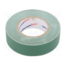 1 rol x HELLERMANNTYTON - 712-00203 HELATAPE TEX - Tape: textile, W: 19mm, L: 10m, Thk: 0.31mm, green, 64N/cm, 10%, rubber