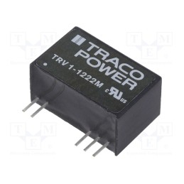 1 pcs x TRACO POWER - TRV 1-1222M - Converter: DC/DC, 1W, Uin: 9.6÷14.4V, Uout: 12VDC, Uout2: -12VDC