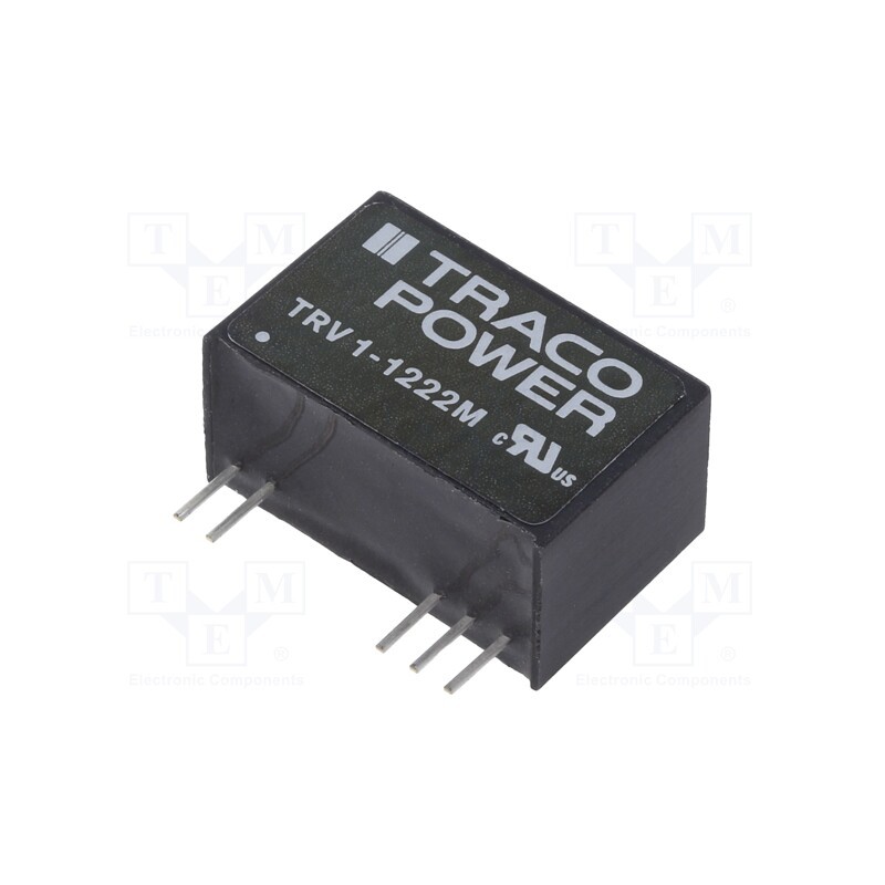 1 pcs x TRACO POWER - TRV 1-1222M - Converter: DC/DC, 1W, Uin: 9.6÷14.4V, Uout: 12VDC, Uout2: -12VDC